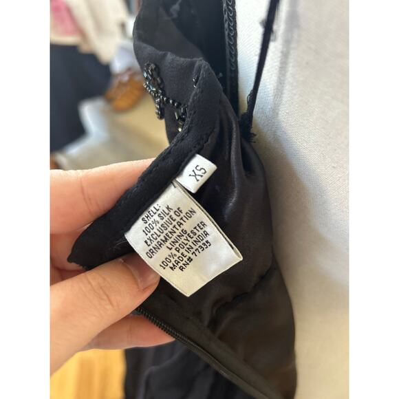 Vintage 90s Y2K Scala Silk Beaded Baby Doll High Low Cocktail Dress - Picture 7 of 11